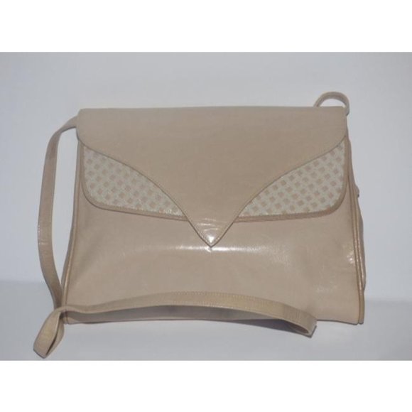 Vintage BOHO Bally Taupe Patent Leather Textured Geometric Design 2-Way Bag - Picture 12 of 12